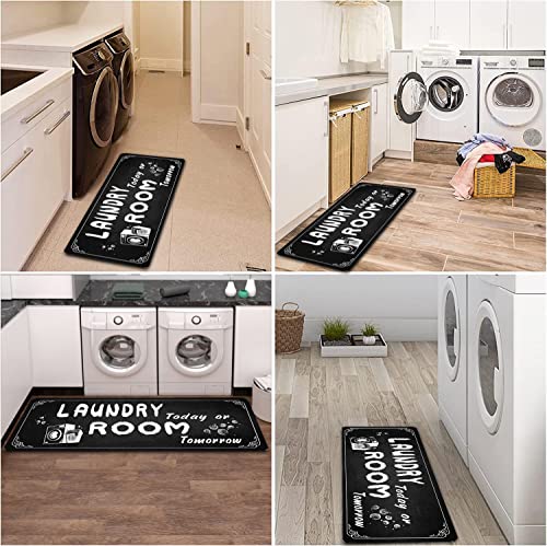 Non Slip Large Laundry Rug 20x47inch Black G708664