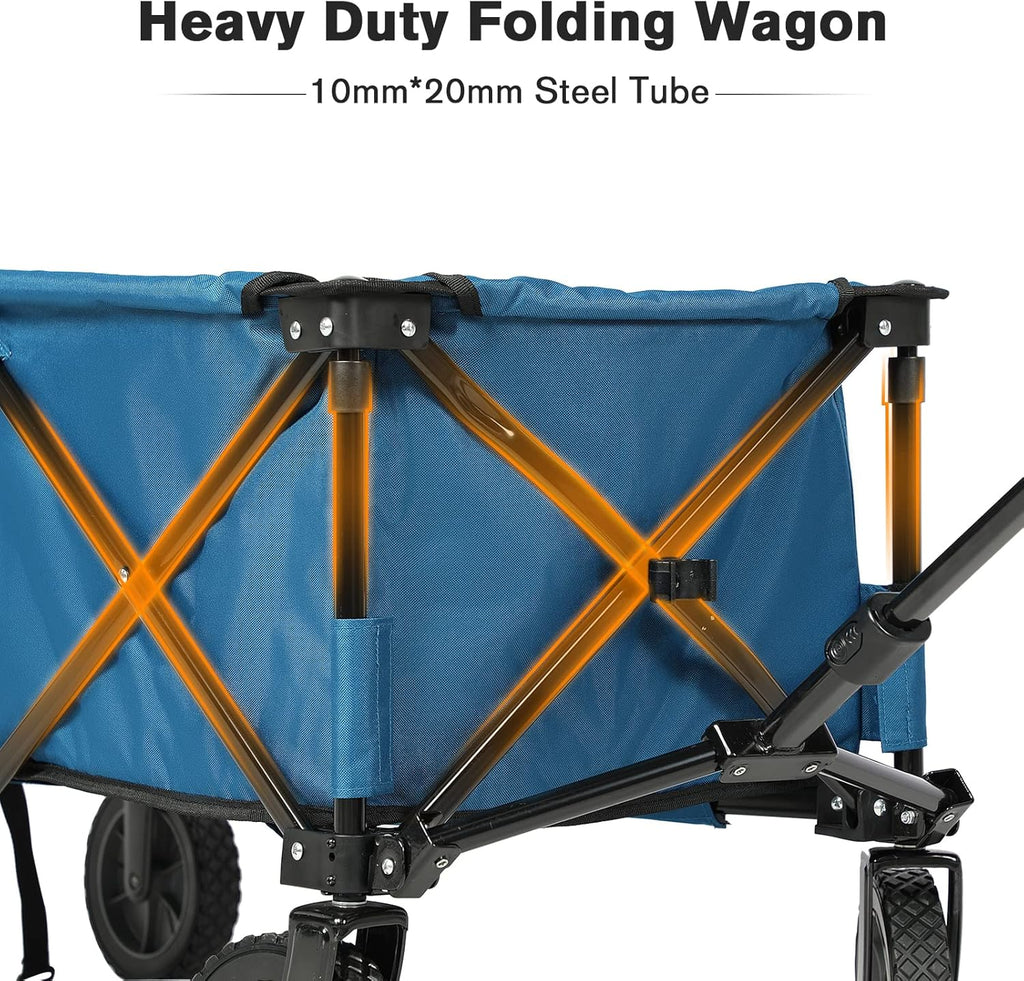 Collapsible Outdoor Folding Wagon Cart with Side Bag Cup Holder E9103