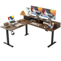 Black L Shaped Electric Standing Desk with 2 Drawers F218657