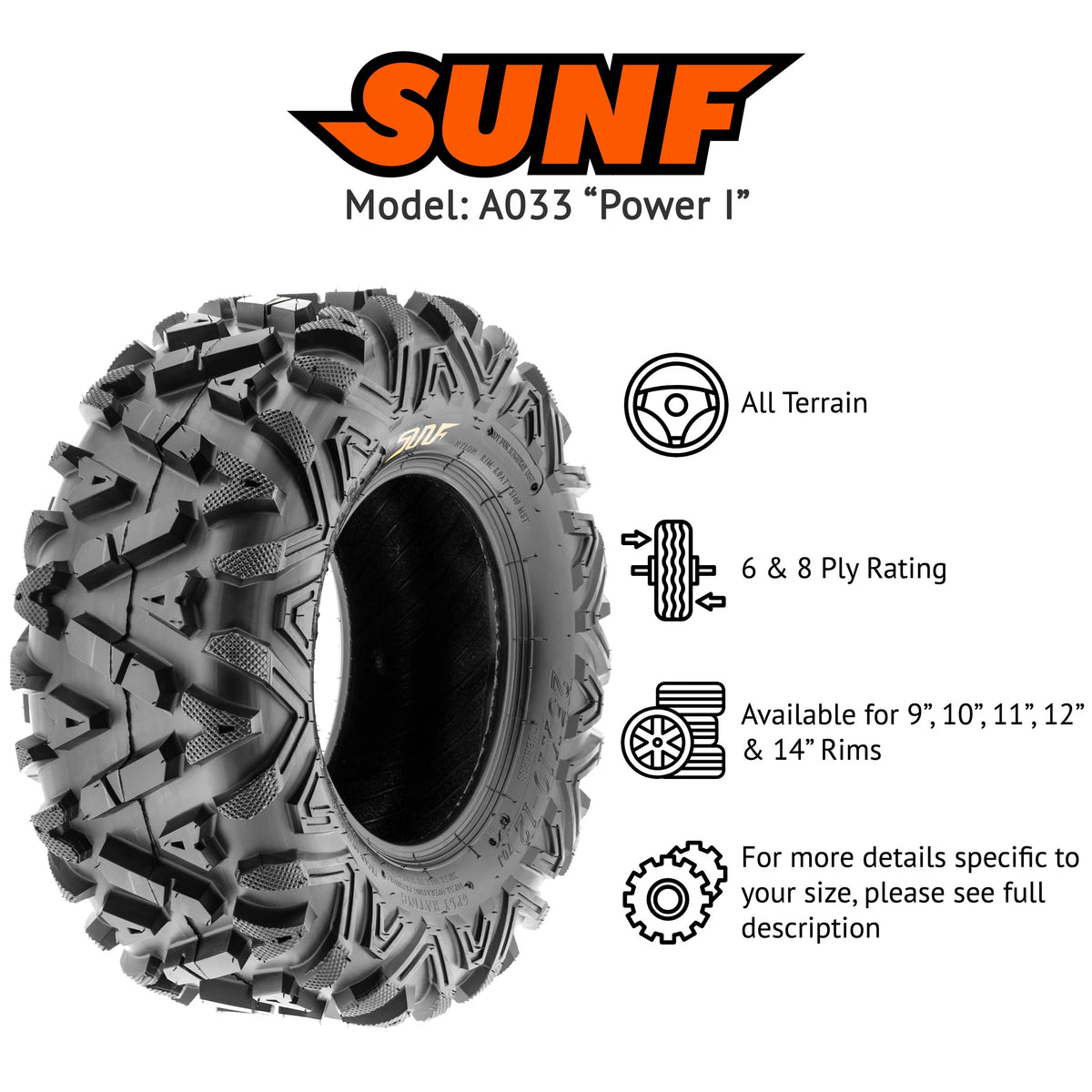 All Terrain ATV UTV Tires 24x10-11 6 PR Pair of 2 V6715