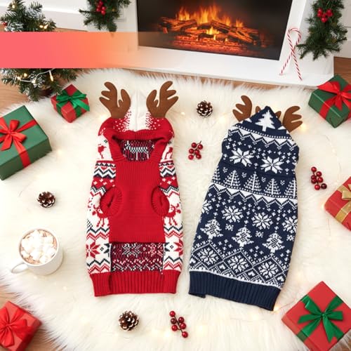 2 Pcs Christmas Dog Sweater Warm Winter Dog Hoodie F766
