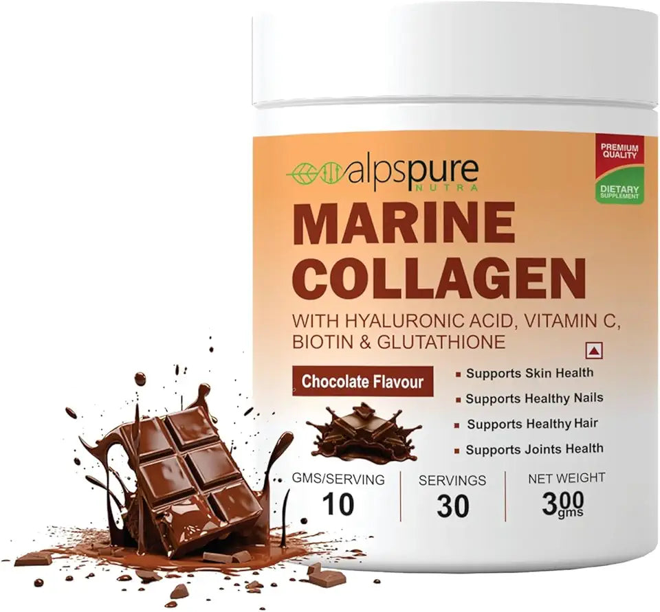 Collagen Powder 300 G with Hyaluronic Acid Vitamin C Biotin Glutathione Chocolate Flavour Q4418
