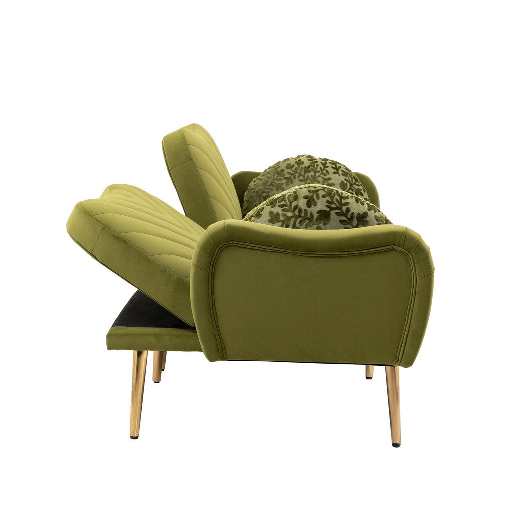 Velvet Love Seats Sofa with 2 Bolster Pillows E20747