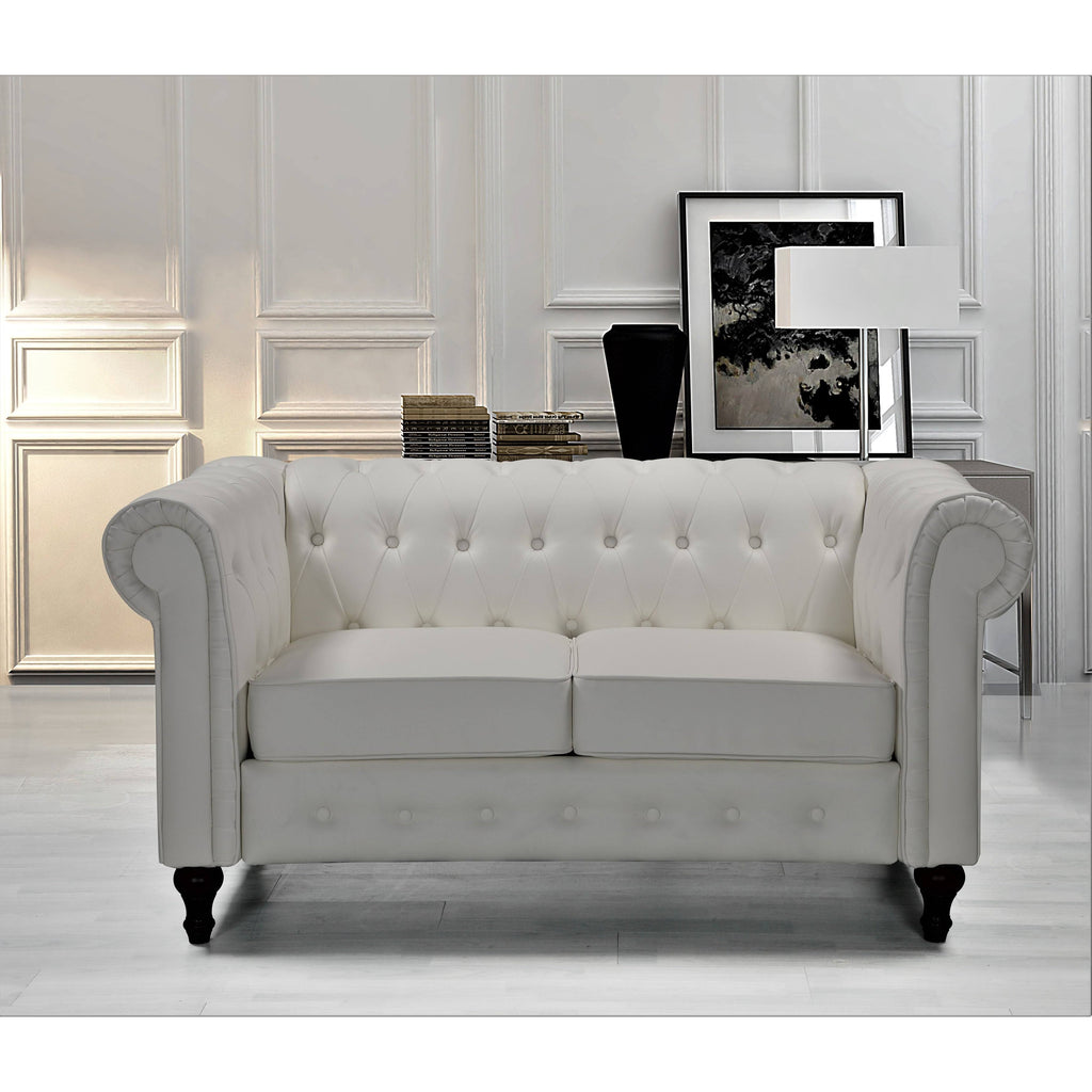 Cream/White Chesterfield Loveseat X25231