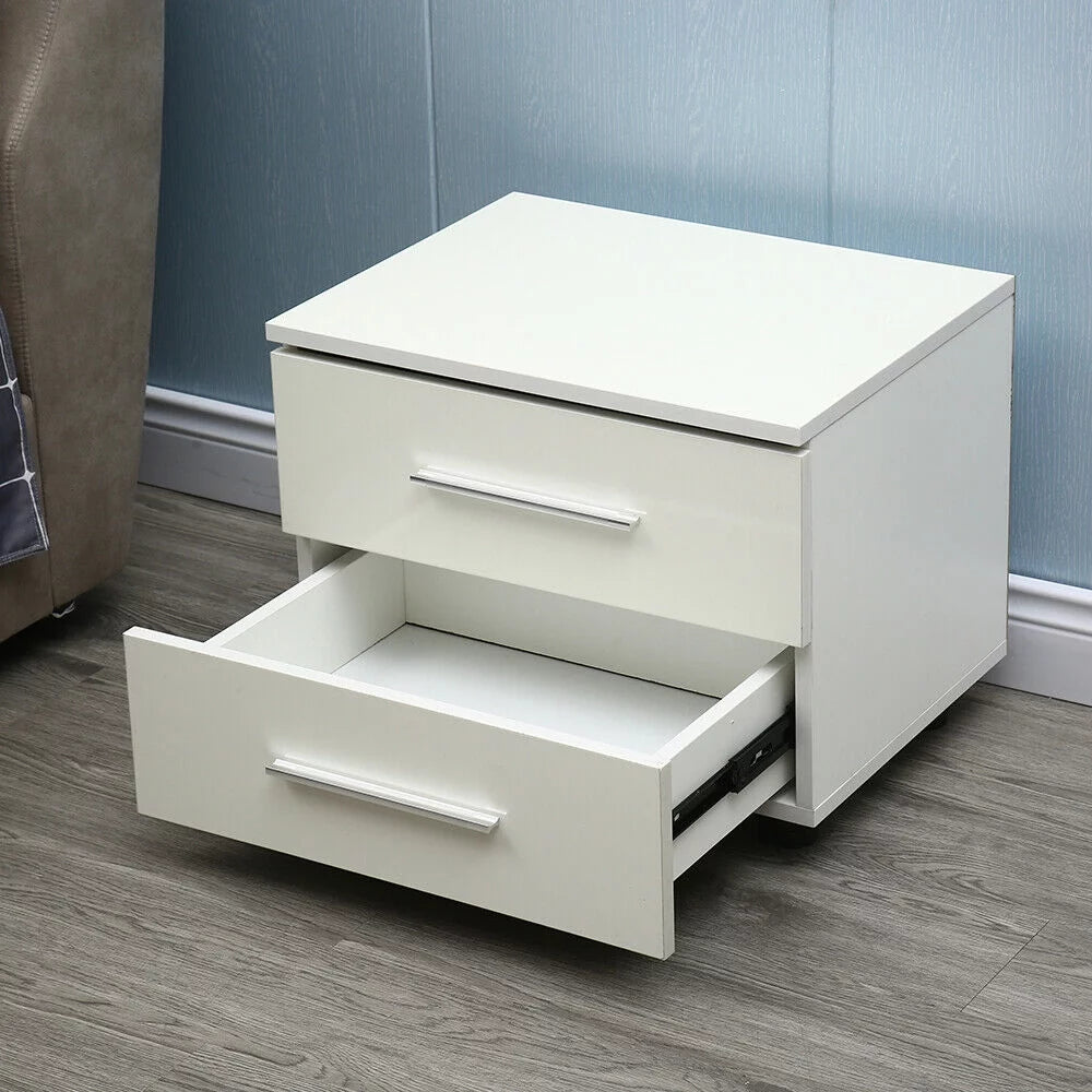 High Gloss 2 Drawer LED Nightstand X885658