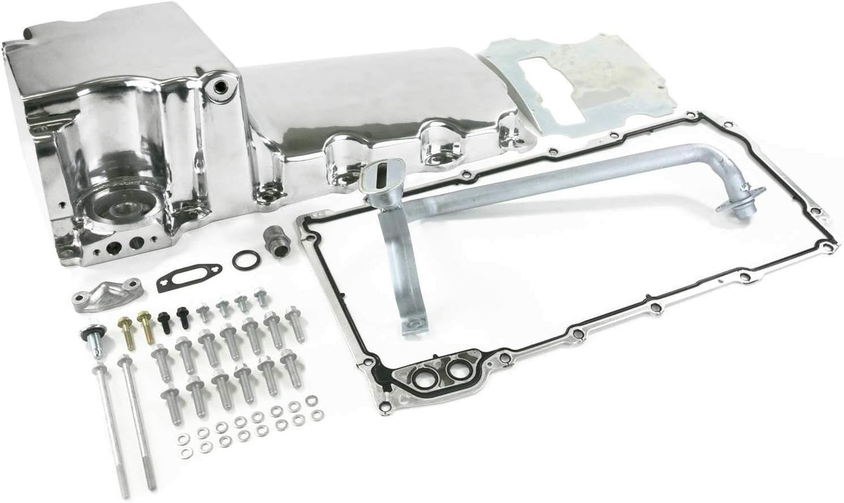 Rear Sump Retrofit Oil Drain Pan Lightweight Cast Aluminum Satin P1231