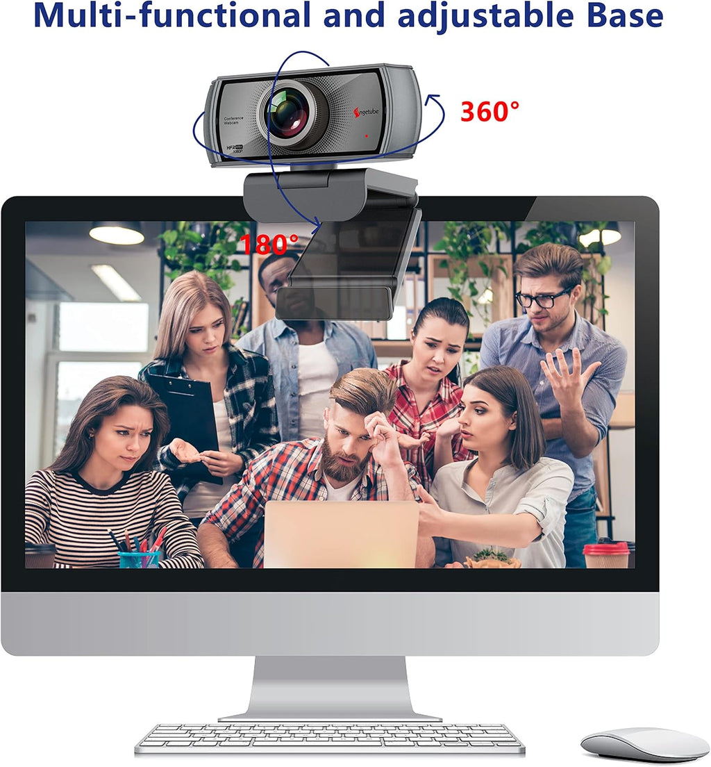 1080P 60fps Webcam with Microphone, 120° Wide Angle Dual Noise Reduction Mics, HD Streaming USB Camera Q98854