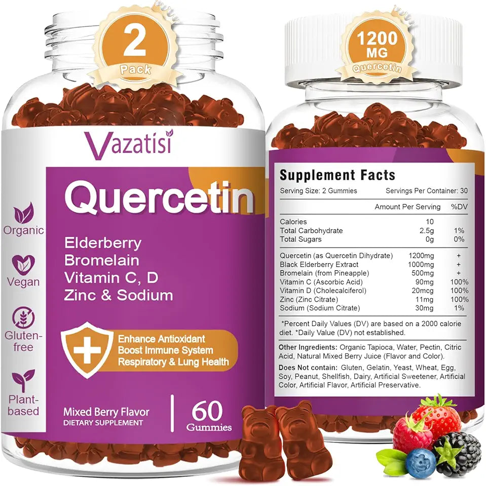 Quercetin Gummies with Vitamin C Zinc Bromelain Elderberry Vitamin D 120 Gummies B335162