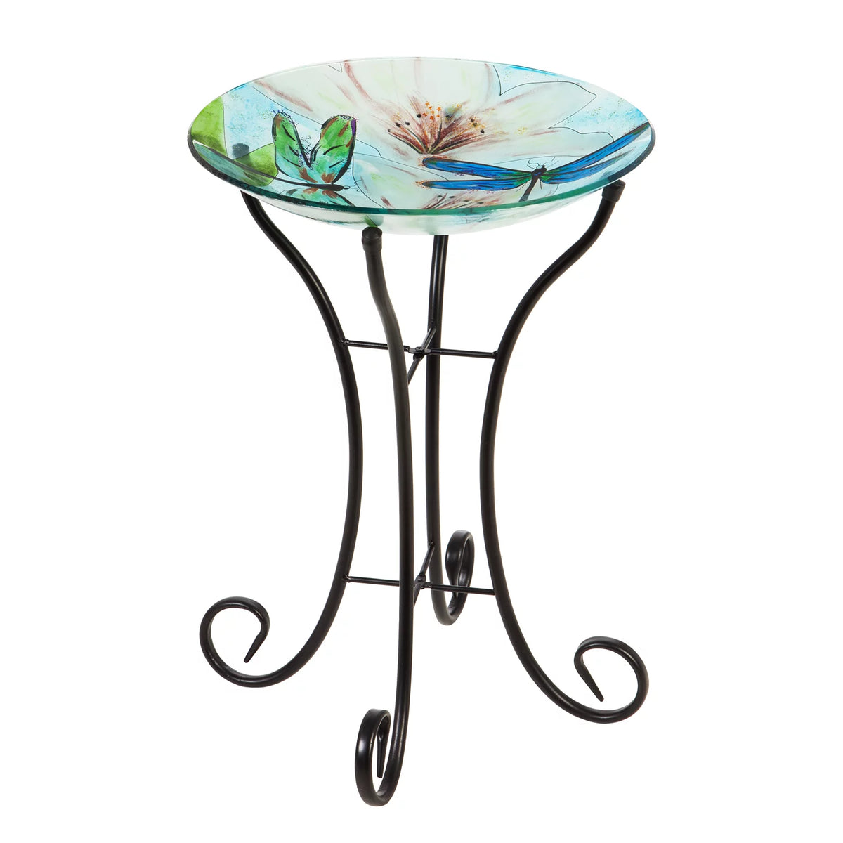 16" Glass Bird Bath with Stand P748
