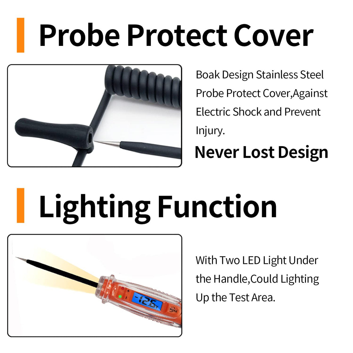 3-60V DC Test Light with Voltage Display and Illumination, Pack of 2 N5237