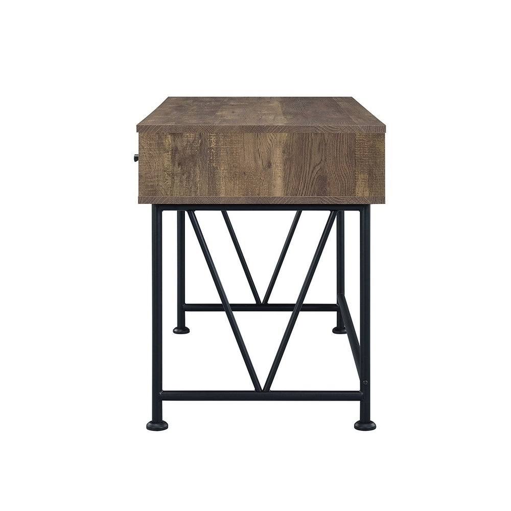Rustic Oak 3-Drawer Writing Desk C241391