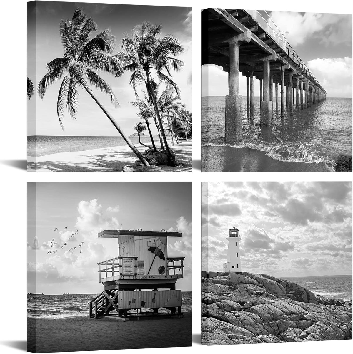 4 Piece Beach Canvas Print Wall Art E3363