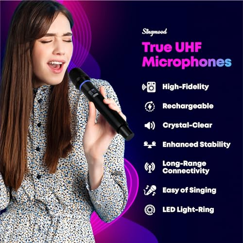 Portable Bluetooth Karaoke Machine with 2 Wireless Microphones Q9575