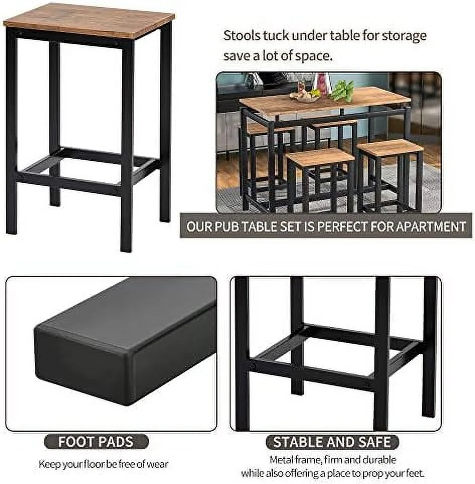 5-Piece Counter Height Dining Table Set with 4 Stools K541