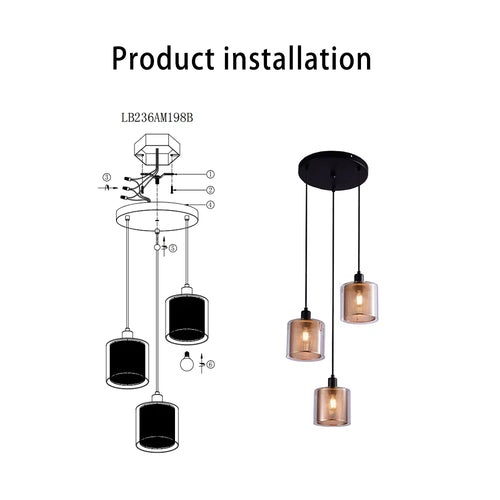3-head Height Adjustable Gold Glass Chandelier S8984