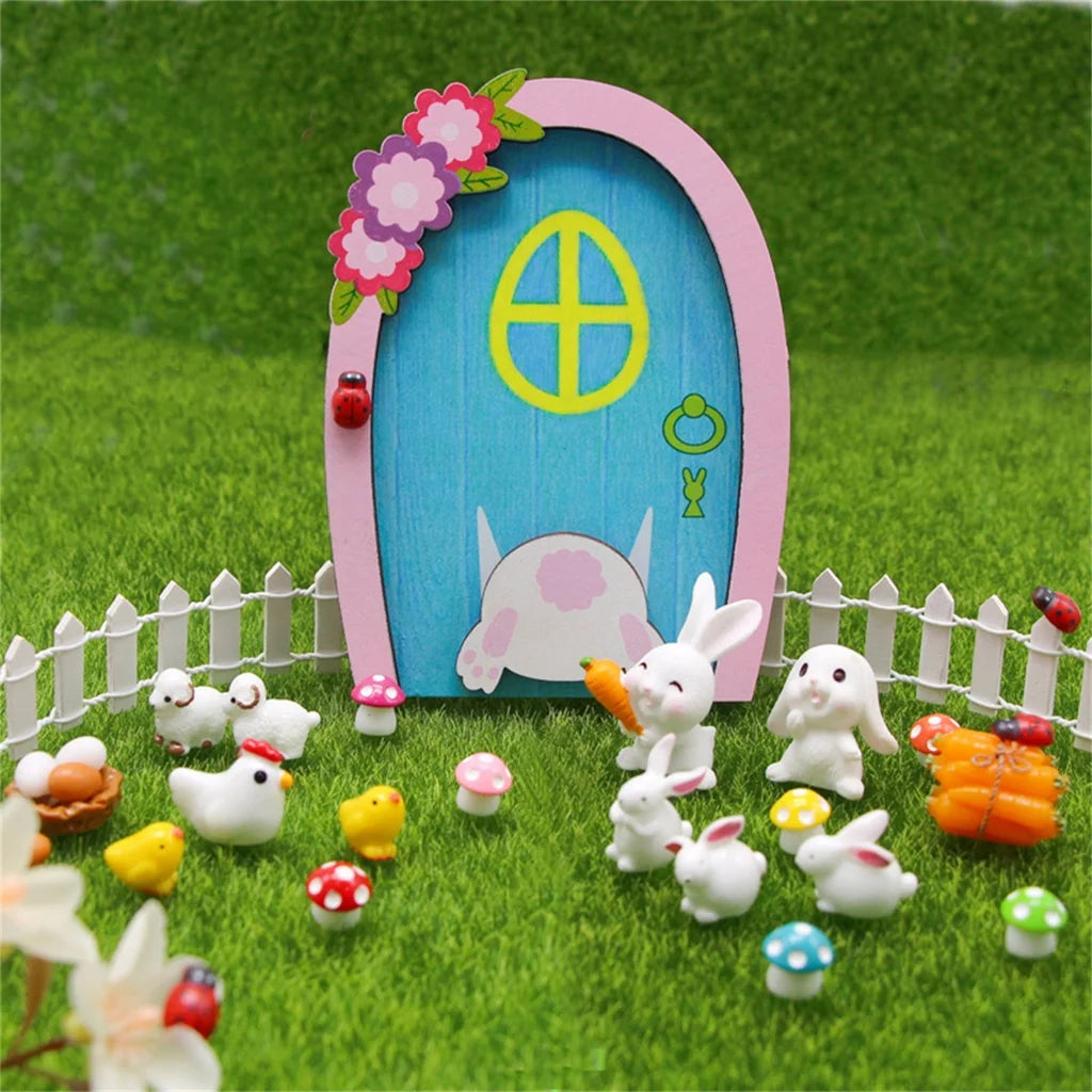 Dollhouse Miniature Easter Rabbit Garden Chick Door X3081