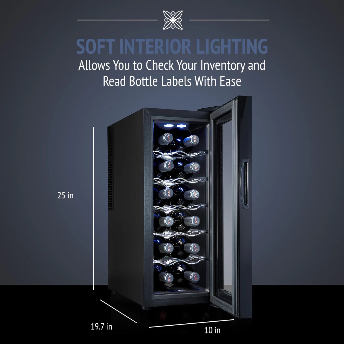 12 Bottle Thermoelectric Freestanding Wine Cooler Black K274643