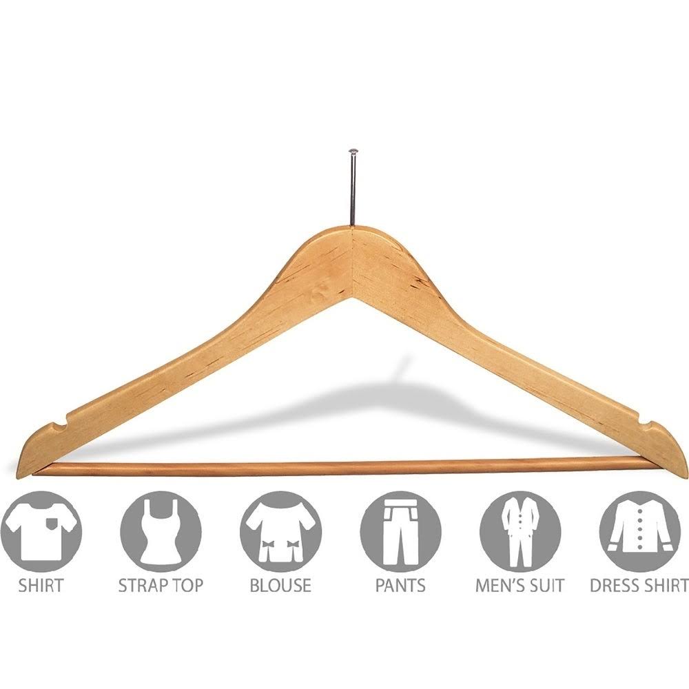 Wooden Suit Hanger with Chrome Hardware, Box of 100 O249547