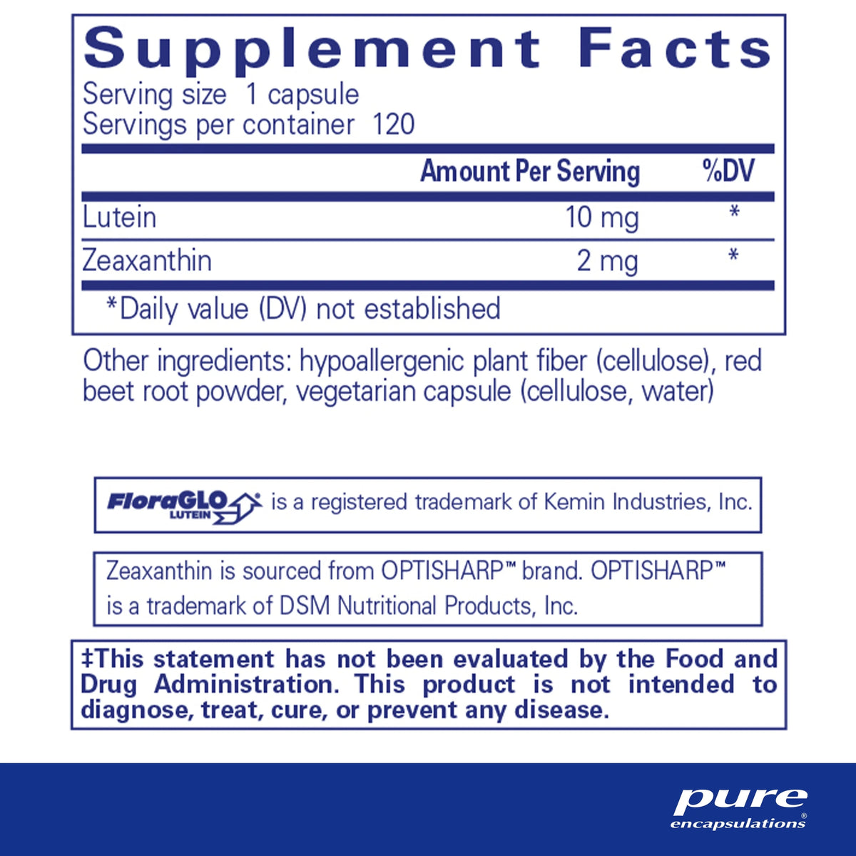 120 Capsules Lutein/Zeaxanthin Supplement V555