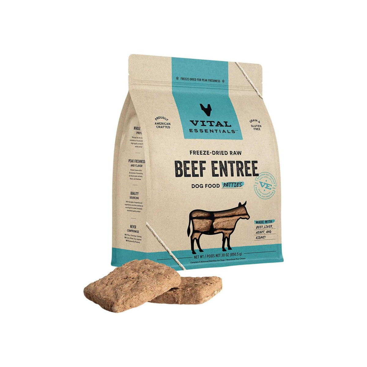 Beef Entree Patties Freeze-Dried Raw Dog Food F265