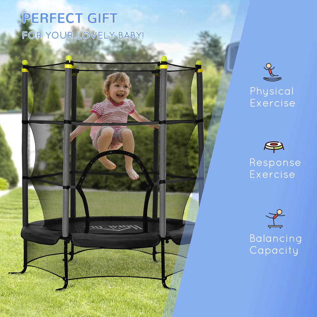 5.3' Kids Trampoline with Safety Enclosure, Black Q580