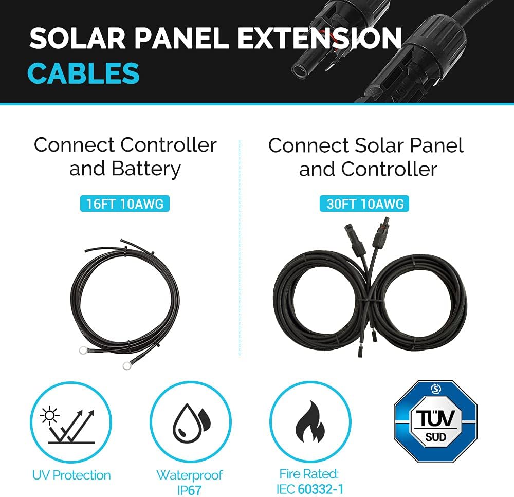 400 Watts 12 Volts Monocrystalline Solar RV Kit with 30A PWM LCD Charge Controller P7355