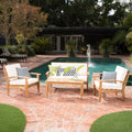 4 PC Acacia Wood Chat Set with Water Resistant Cushions U856987
