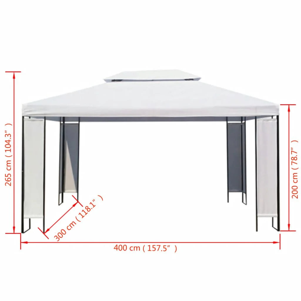 White Steel Frame Garden Canopy Tent Sun Shelter 118.1 x 157.5 Inches D6884
