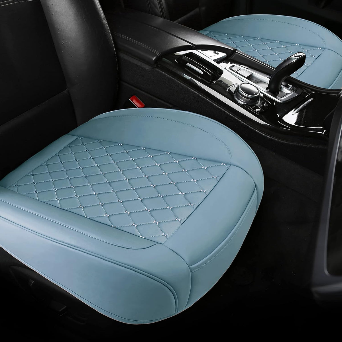 2PCS PU Leather Car Seat Cover Protector Front Seat Bottom Universal Beige Pack of 2 C2050