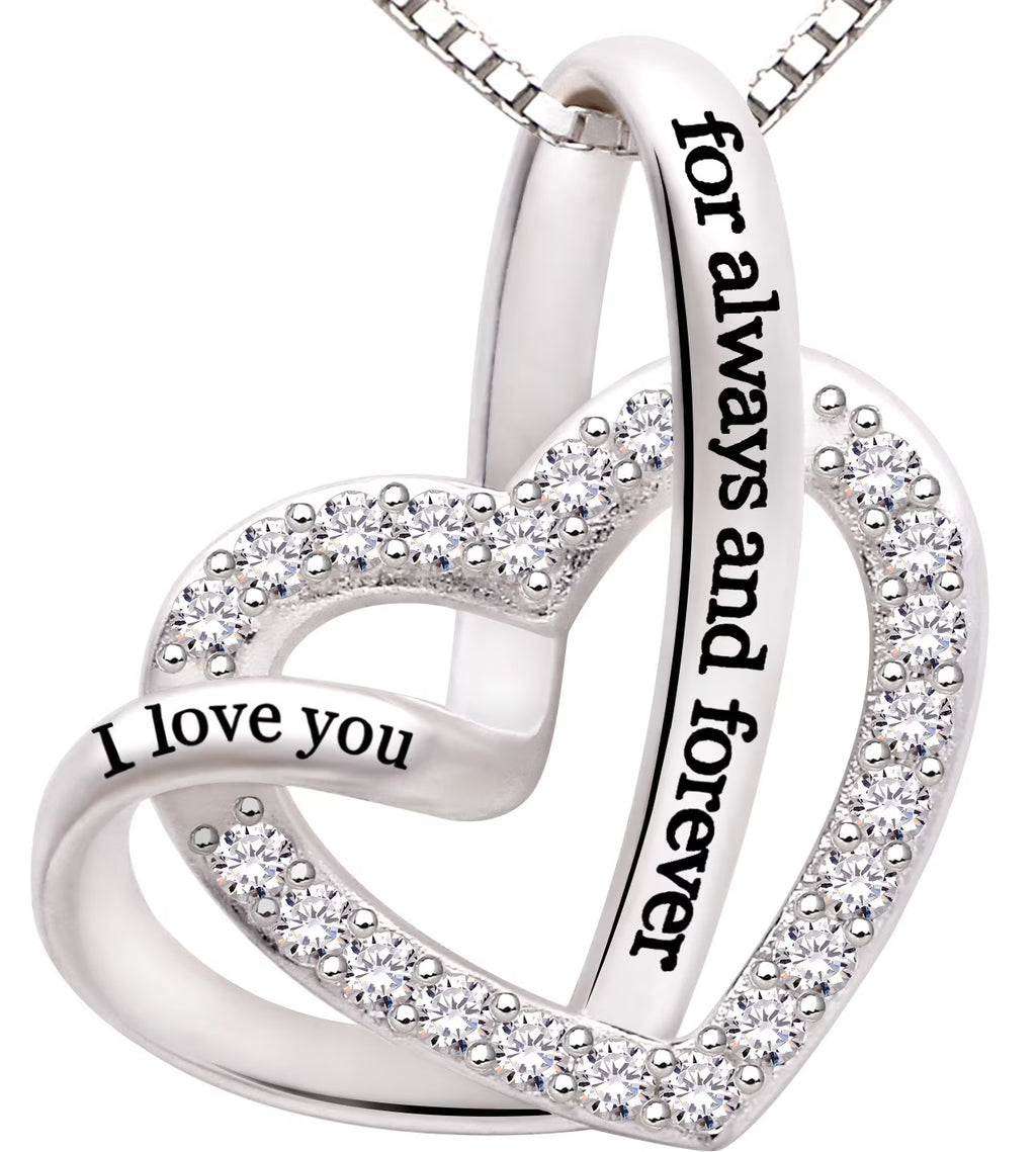 Sterling Silver Cubic Zirconia Love Heart Necklace V6962