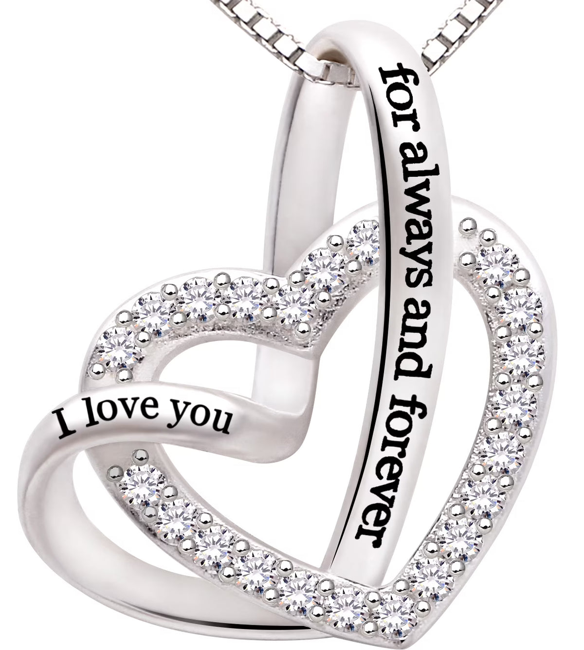 Sterling Silver Cubic Zirconia Love Heart Necklace V6962