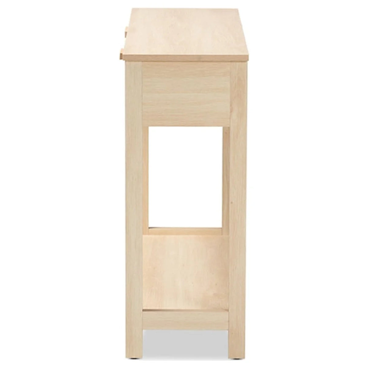 Light Brown Wood 2-Drawer Console Table with Rattan T357