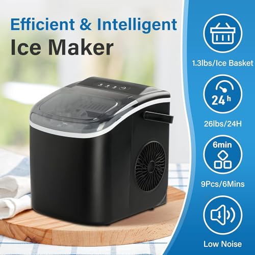 Portable Countertop Ice Maker with Ice Spoon and Basket E6478