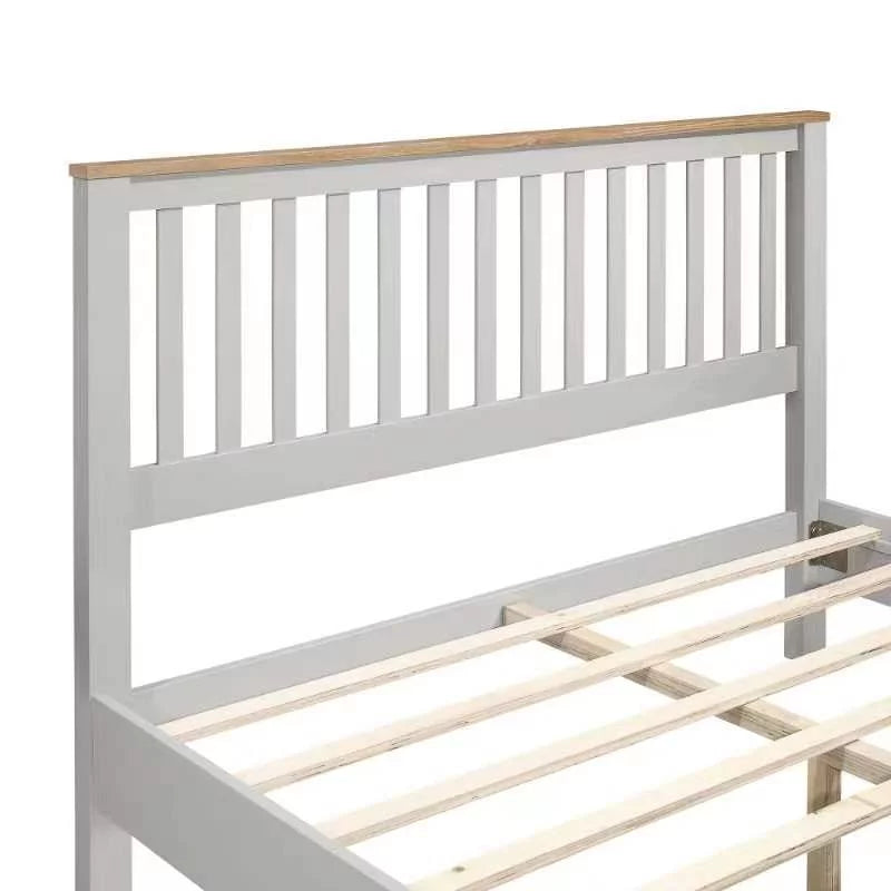 Queen Size Solid Wood Platform Bed with Headboard and Footboard E404