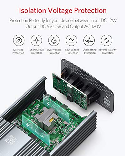 500W Pure Sine Wave Power Inverter 12V to 110V with Dual USB Ports Q63051
