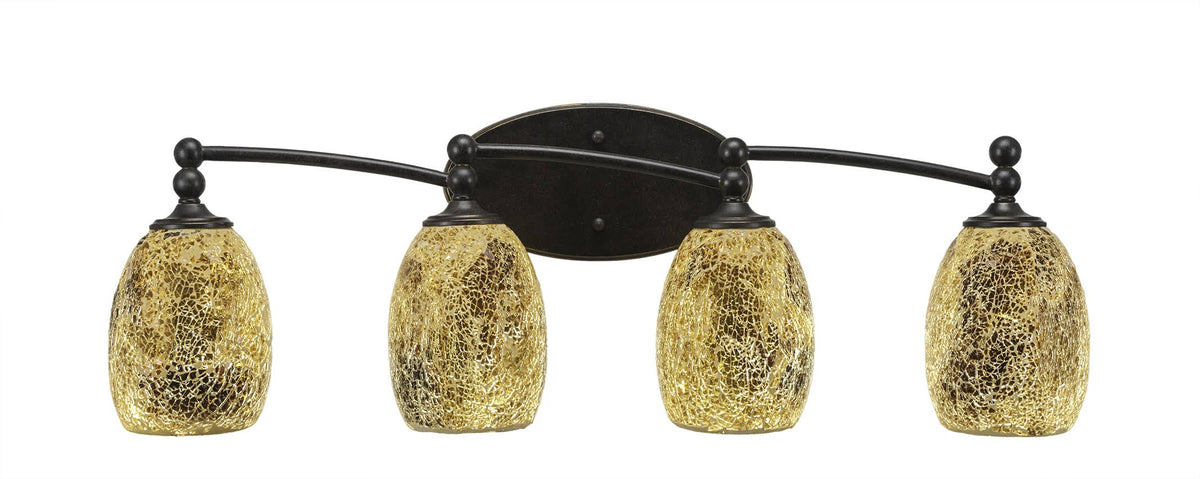 Four Light Bath Bar Dark Granite Finish with Gold Fusion Glass I32782