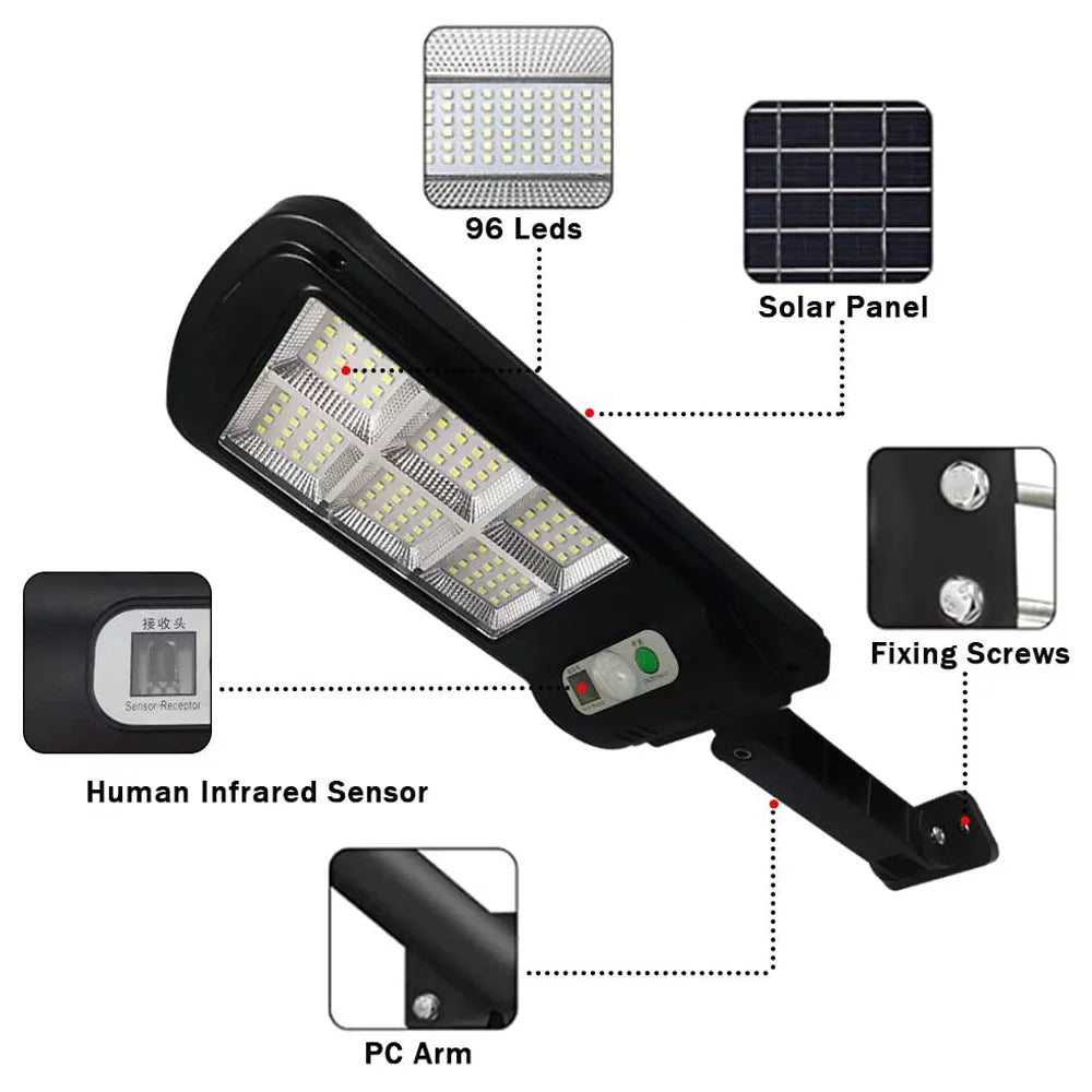 Solar Street Light 4Pack 96 LED IP65 Motion Sensor U227