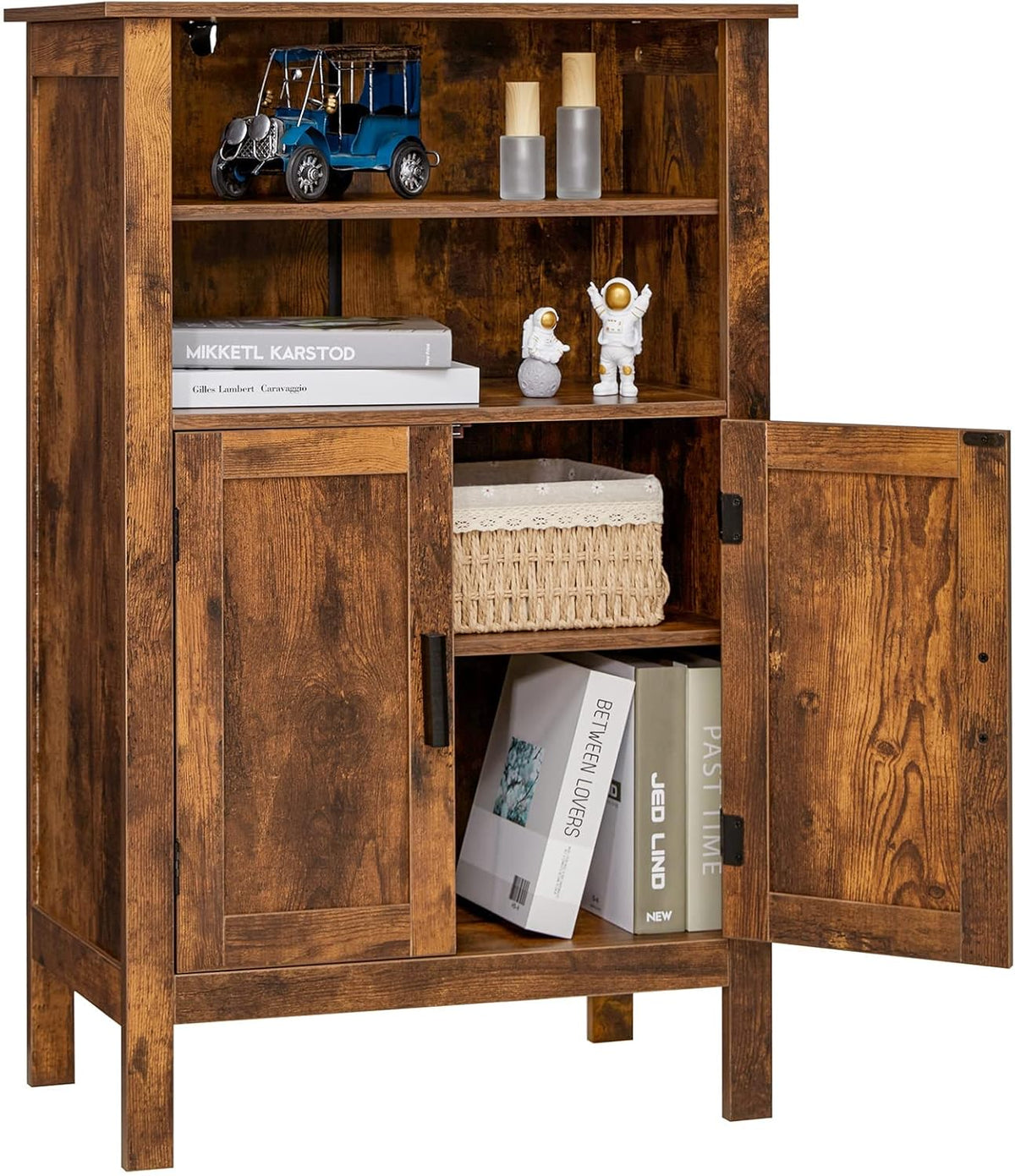 Rustic Brown Storage Cabinet with 2 Doors and Adjustable Shelves Q97584