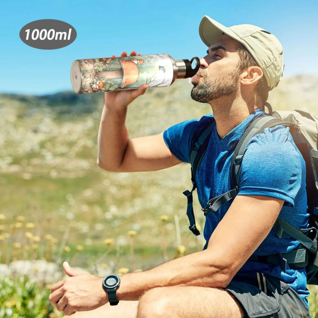 Stainless Steel Insulated Thermos Vacuum Flask Water Bottle with Straw Lid T460340