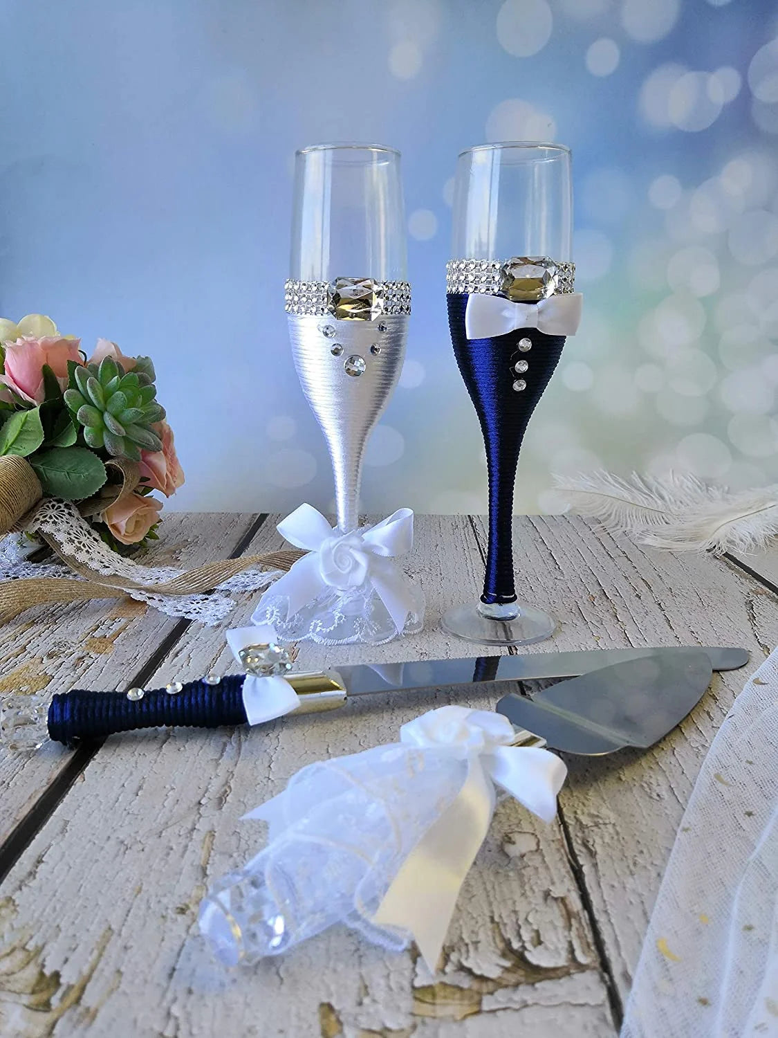 Wedding Champagne Toasting Flute Glasses Set Of 2 G403