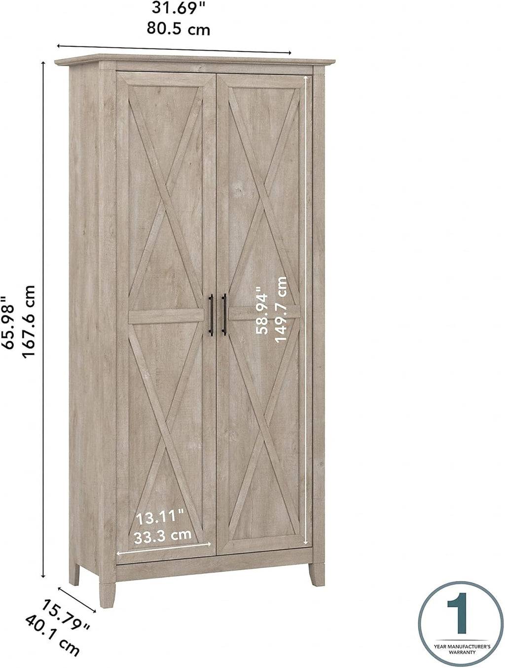 Washed Gray Kitchen Pantry Cabinet U25579