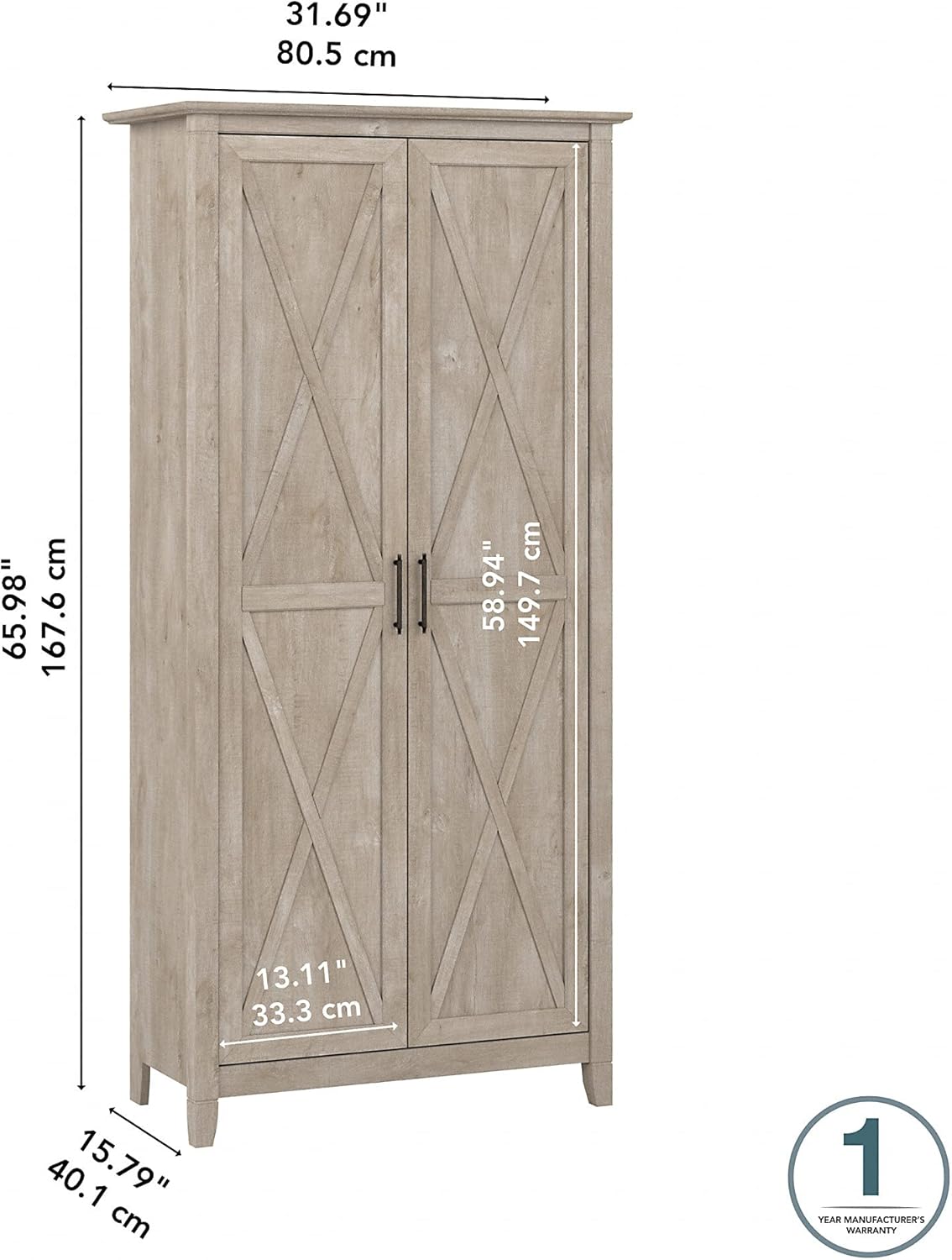 Washed Gray Kitchen Pantry Cabinet U25579