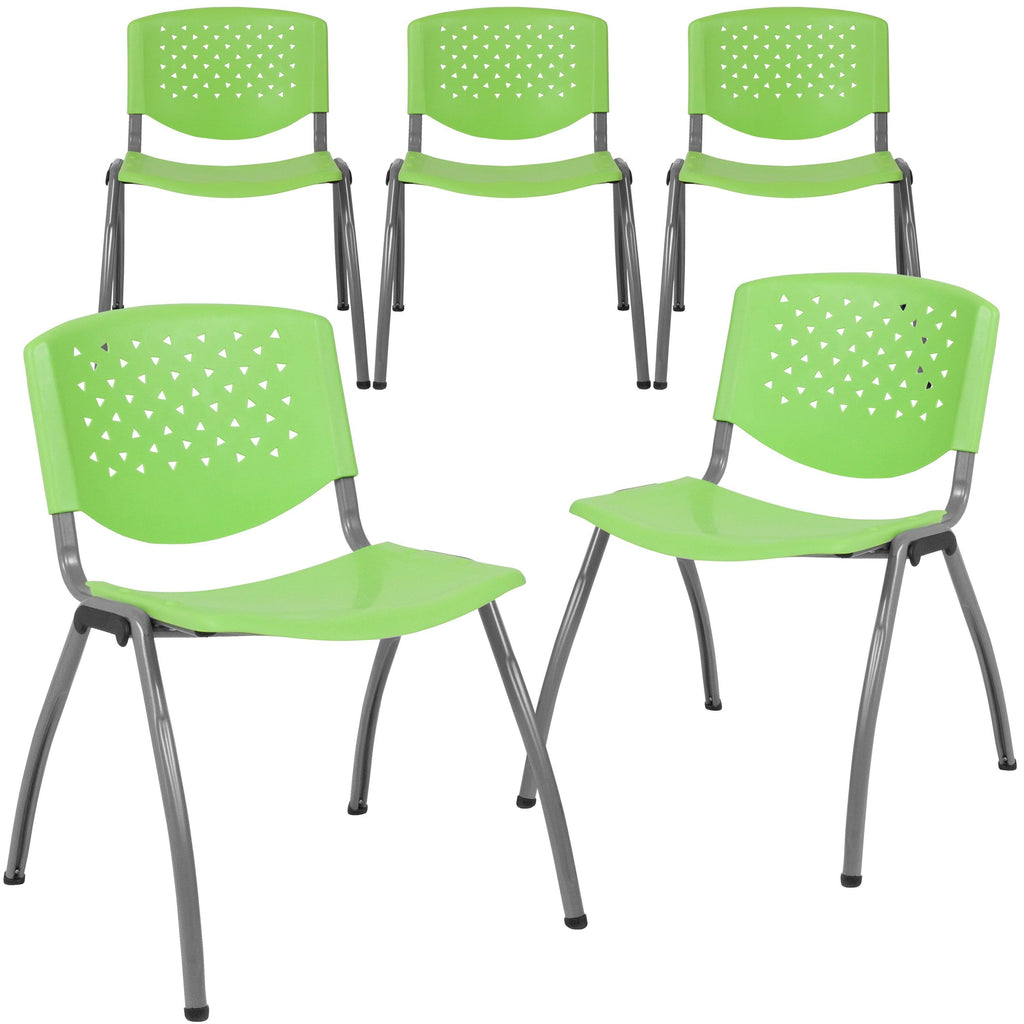 Orange Plastic Stack Chair with Titanium Frame R95493