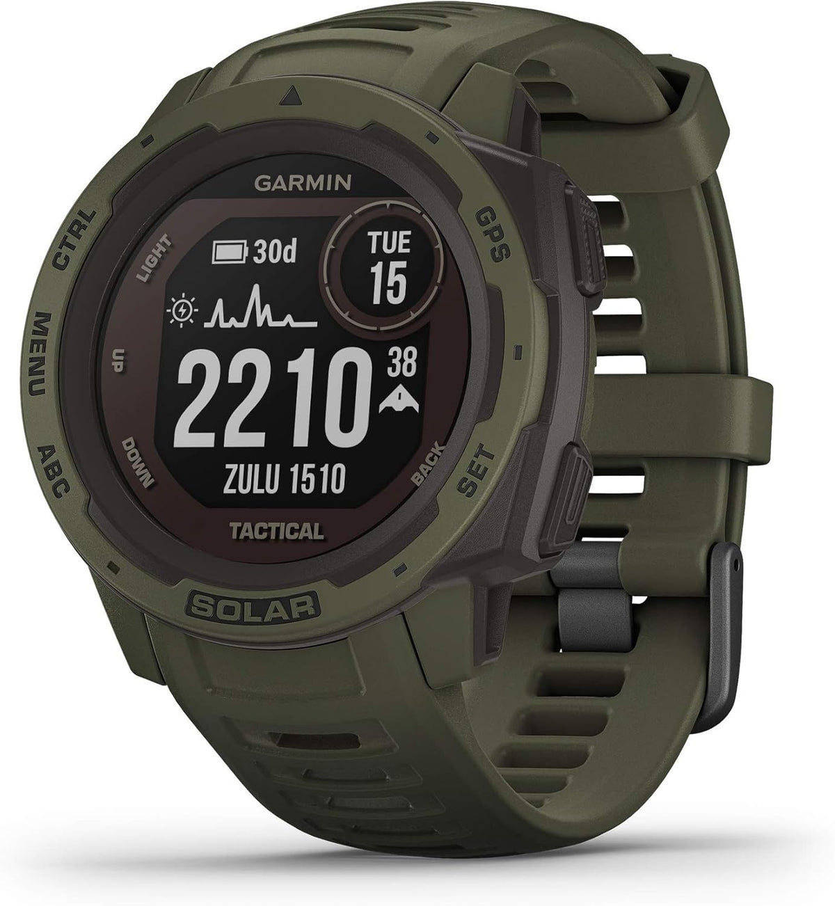 Moss Green Solar-Powered Rugged Outdoor Smartwatch U9922