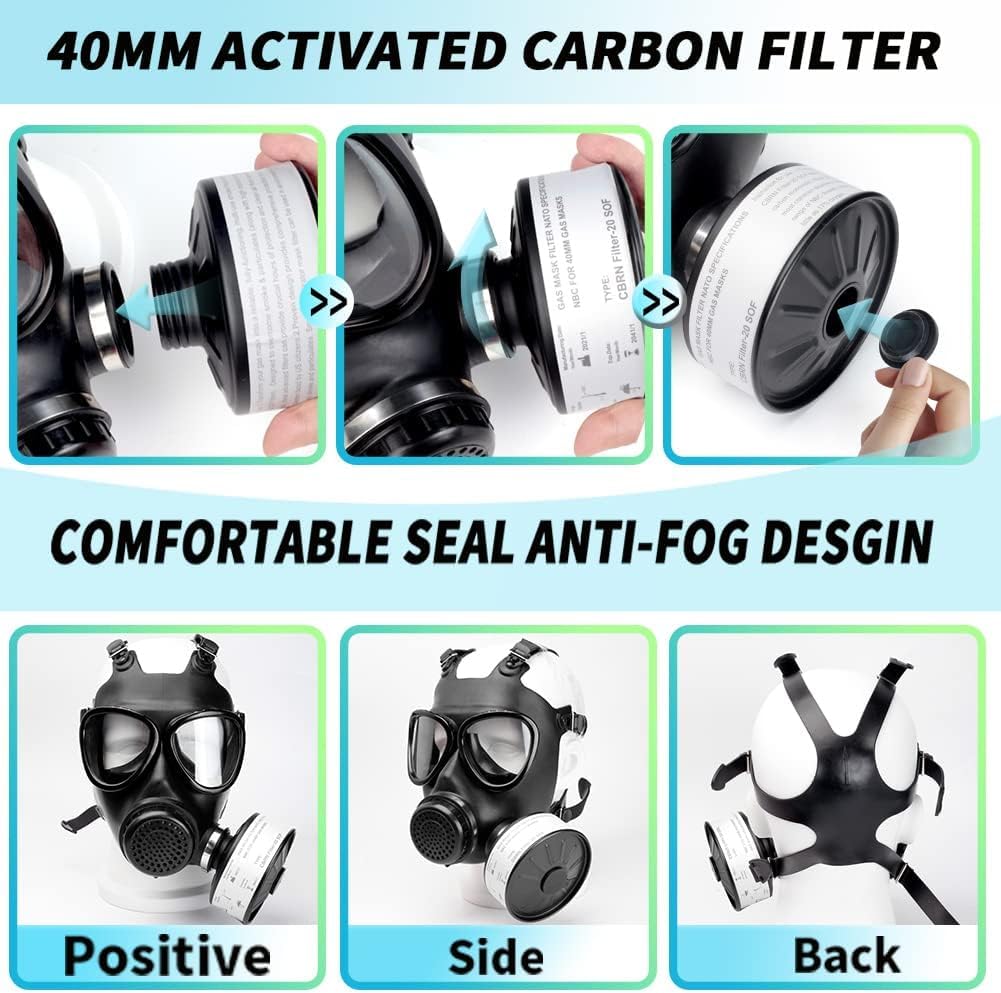 40mm Activated Carbon Filter Tactical Respirator Mask D298208
