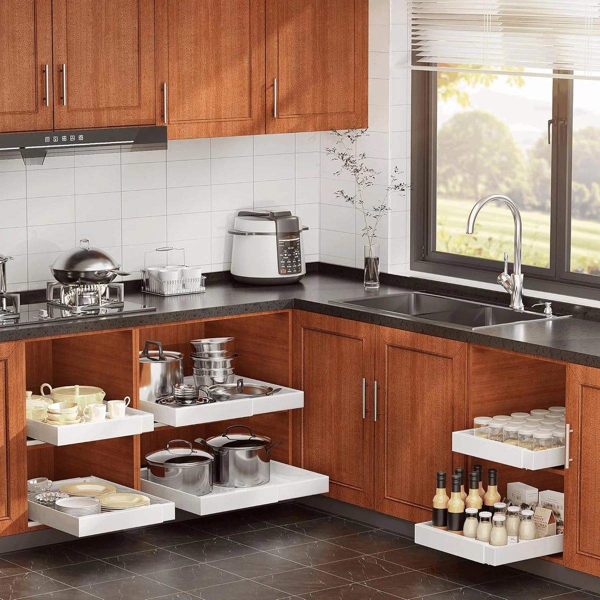 2-Pack Expandable 21Deep Cabinet Organizer with Raising Pad H904951