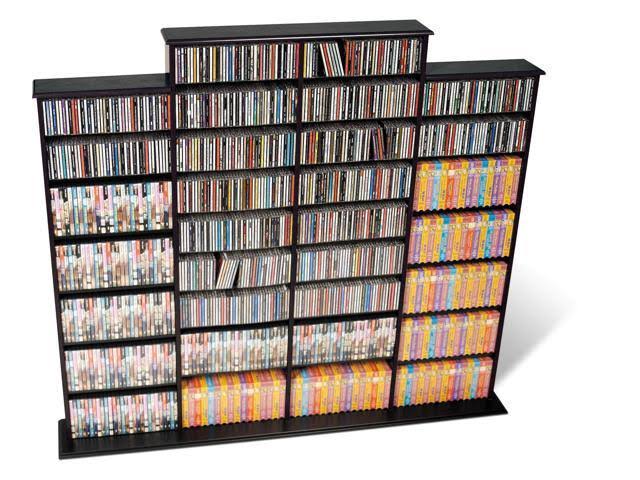 Black Double Floating Media Wall Storage Shelf M1803