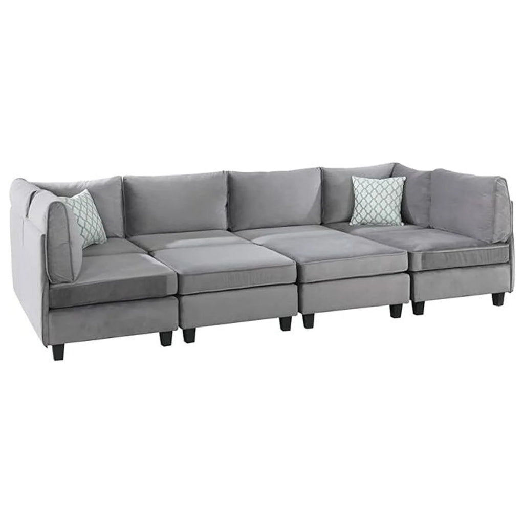 Gray Velvet 8 Piece Modular Sectional Sofa I174