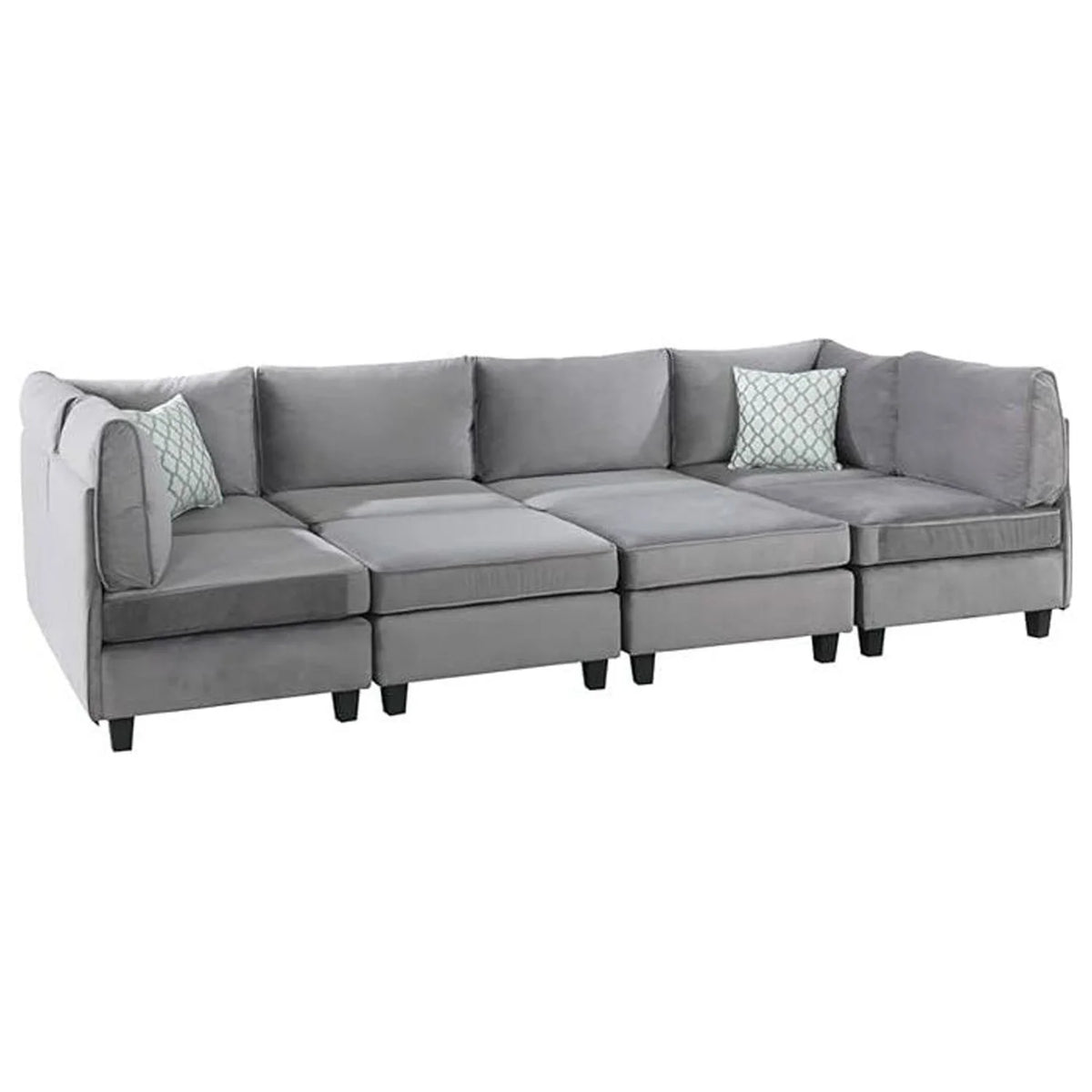 Gray Velvet 8 Piece Modular Sectional Sofa I174