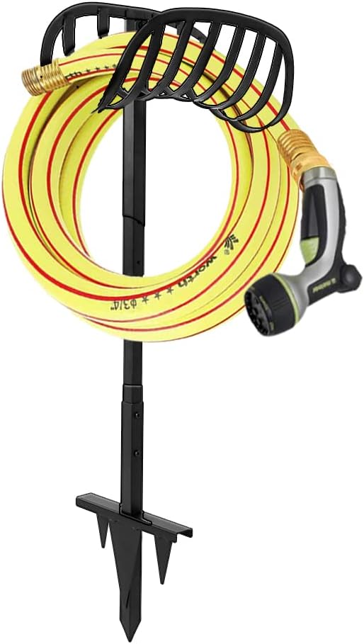 Black Pack of 2 Freestanding Hose Holder Stand Rack D969219